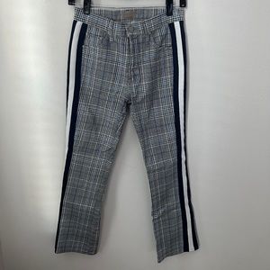 Mother Insider Ankle Crop Plaid Pants Blue Black White Stripe Size 25